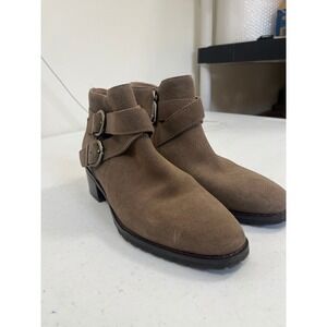 Blondo Waterproof Suede Buckle Ankle Boots Block Heel Zip Up Women Size 6.5